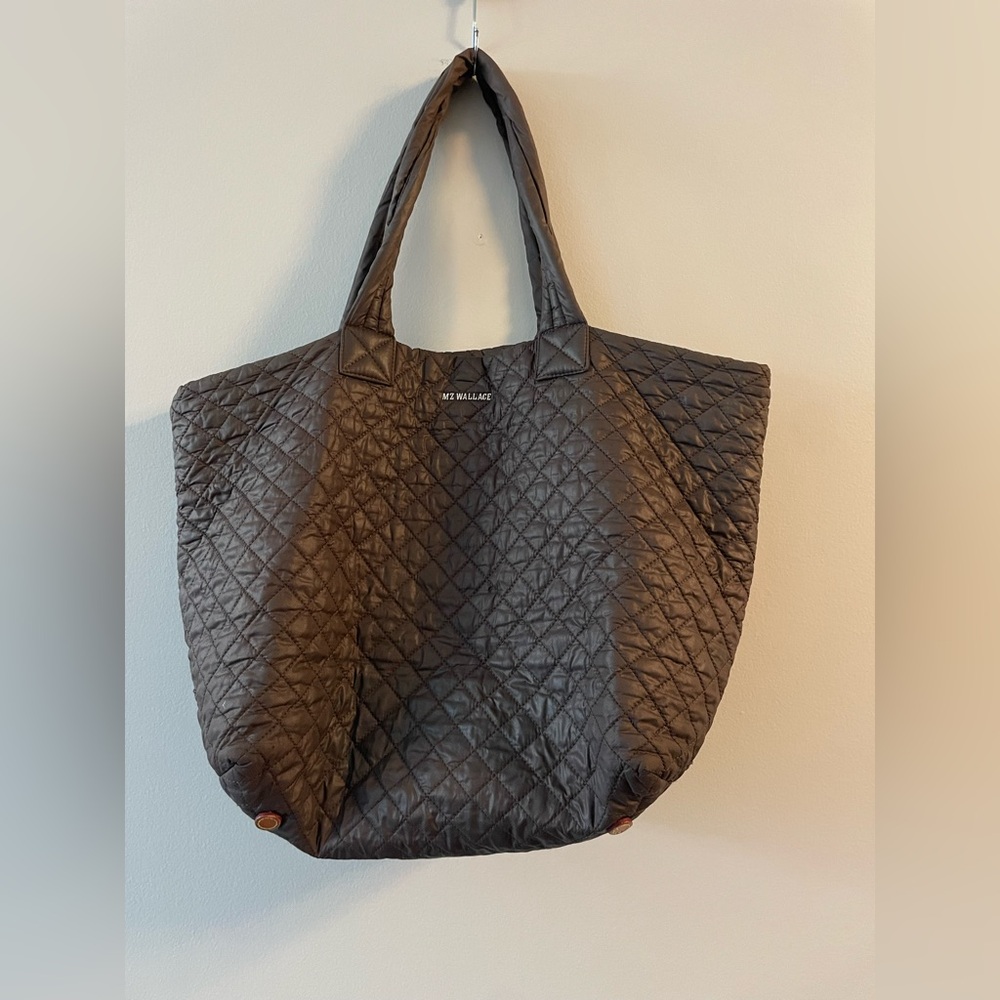 MZ Wallace Brown Quilted Bag Large Travel Tote Multiple Pockets